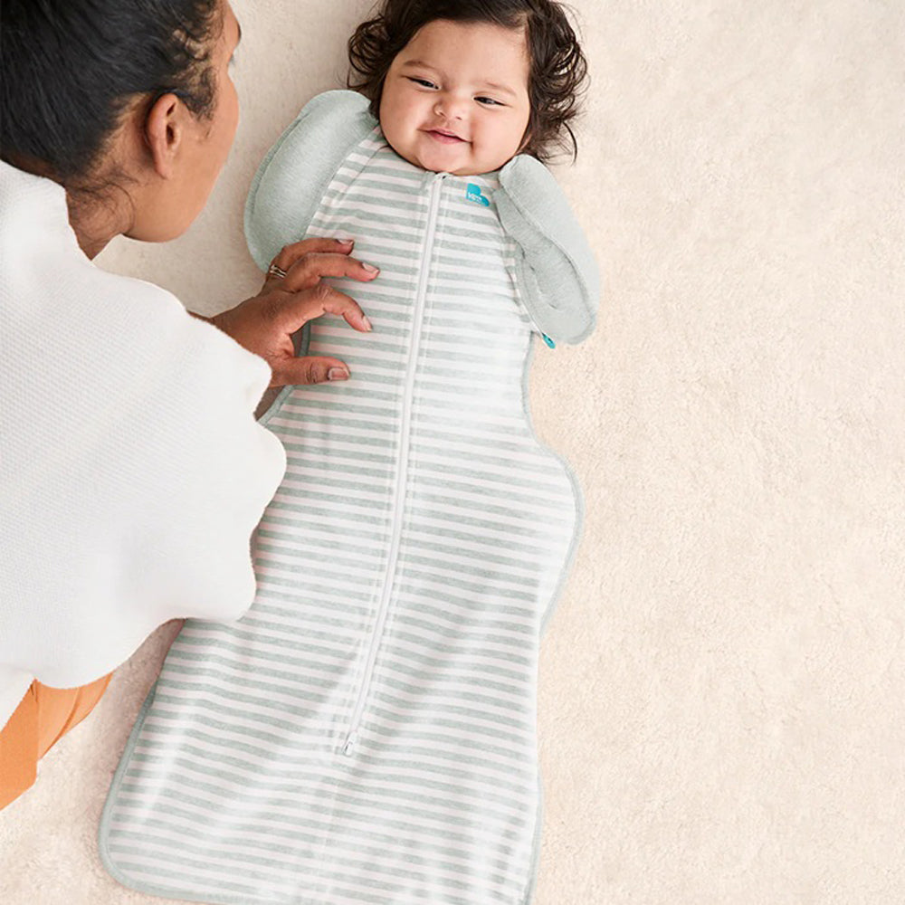 Love To Dream Swaddle Up Transition Bag 0.2T Stretch Cotton Stripe Olive