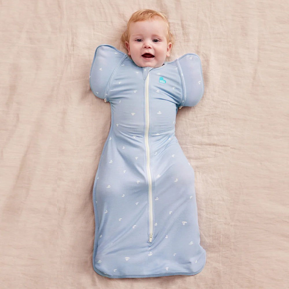 Love To Dream Swaddle Up Transition Bag 1.0T Viscose From Bamboo Boats Mist Blue