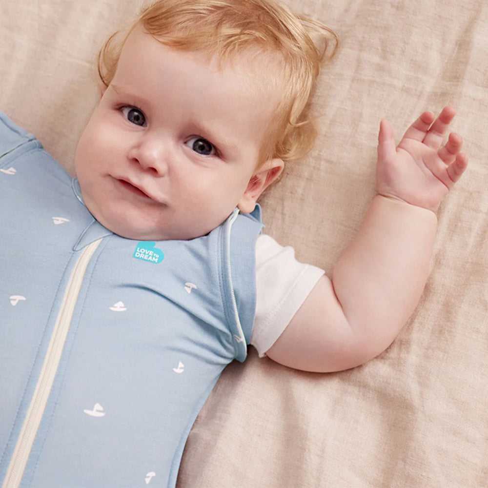 Love To Dream Swaddle Up Transition Bag 1.0T Viscose From Bamboo Boats Mist Blue