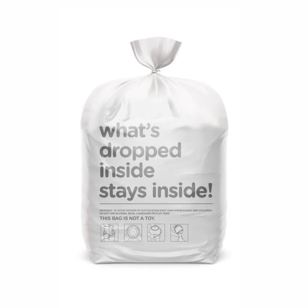 The Magic Majestic/Thoth Bag Rolls (3 x 15 bags) by Magic feature “what’s dropped inside stays inside!” printed on each bag, safety warnings, disposal instructions, and reliable odour control—ideal for nappy bins.