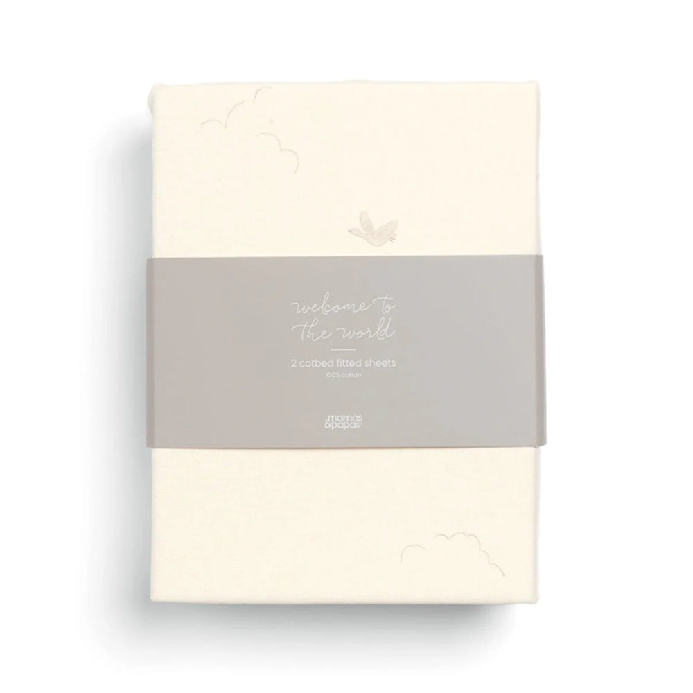 Mamas & Papas Cotbed Fitted Sheets 2pk Duckling Cream
