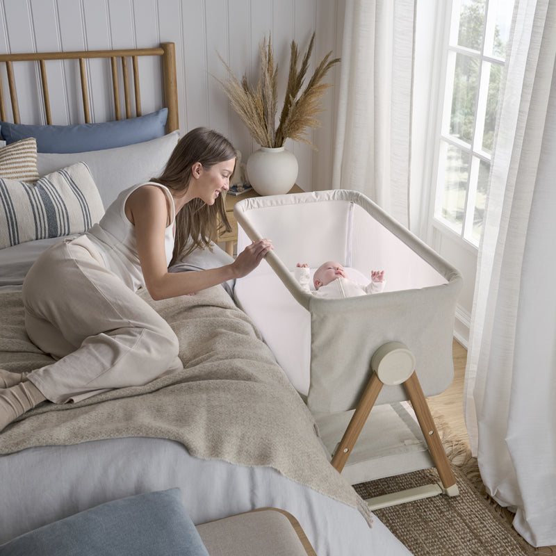 Mamas & Papas Lua V2 Bedside Cot Fawn
