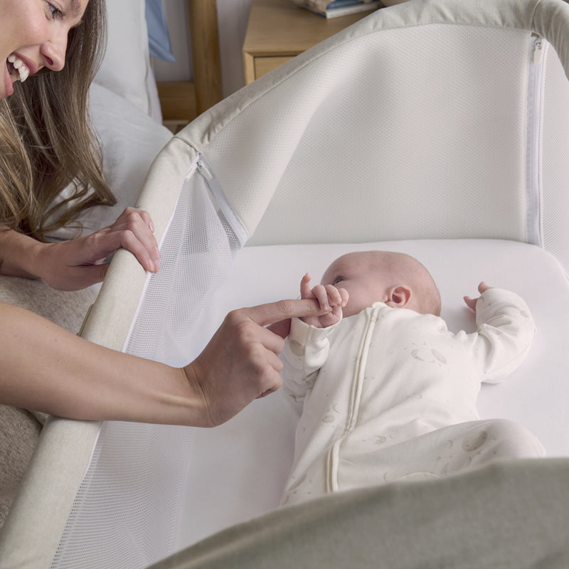Mamas & Papas Lua V2 Bedside Cot Fawn