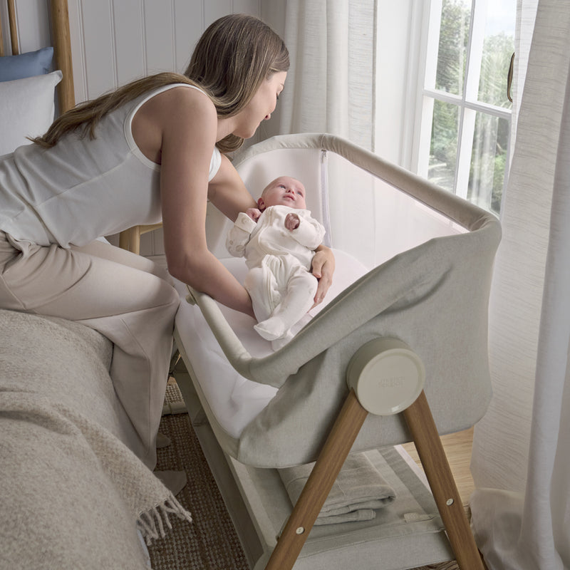 Mamas & Papas Lua V2 Bedside Cot Fawn