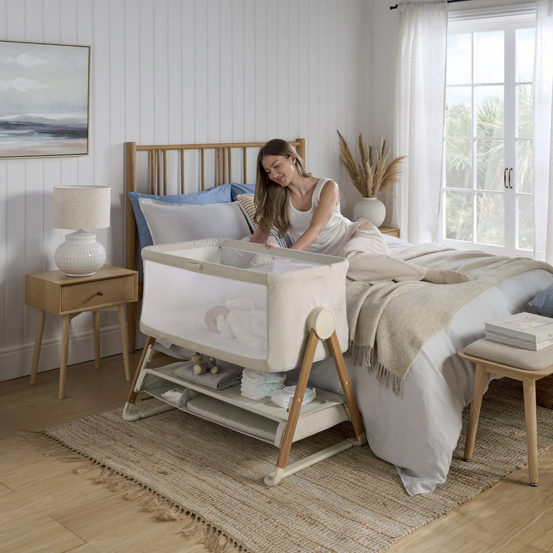 Mamas & Papas Lua V2 Bedside Cot Fawn