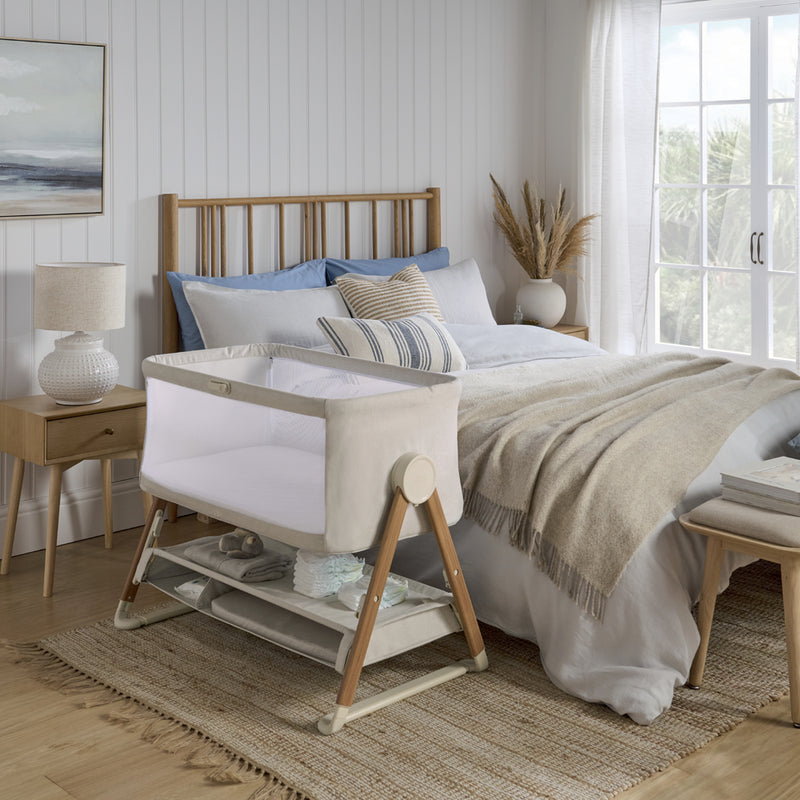 Mamas & Papas Lua V2 Bedside Cot Fawn
