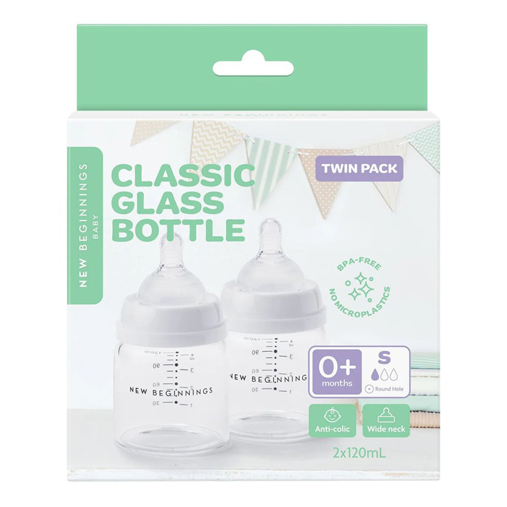 New Beginnings Classic Glass Bottle 120ml Twin Pack