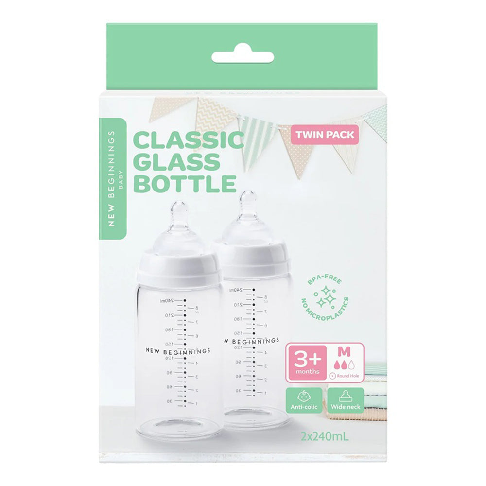 New Beginnings Classic Glass Bottle 240ml Twin