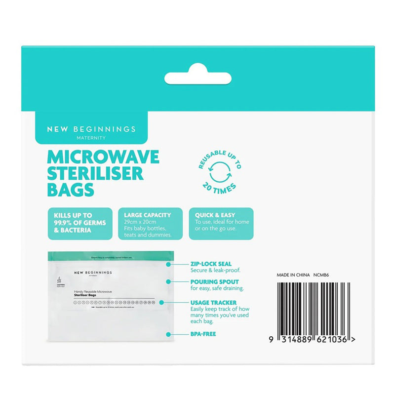 New Beginnings Microwave Steriliser Bags 6pk