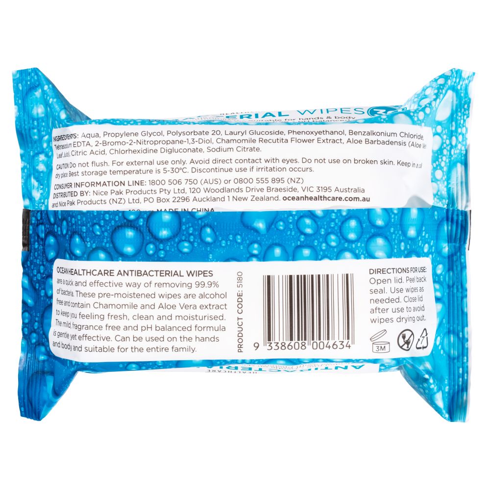 Ocean Antibacterial Wipes 30pk