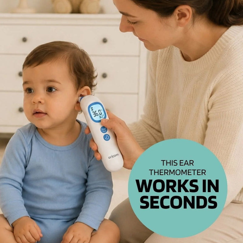 Oricom In Ear Thermometer / Colour Codes Readings / Heated Probe