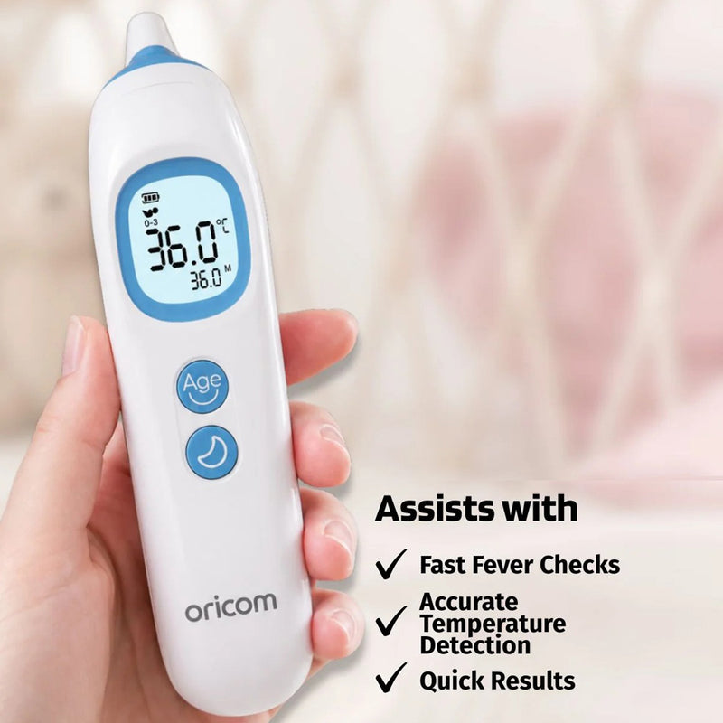Oricom In Ear Thermometer / Colour Codes Readings / Heated Probe