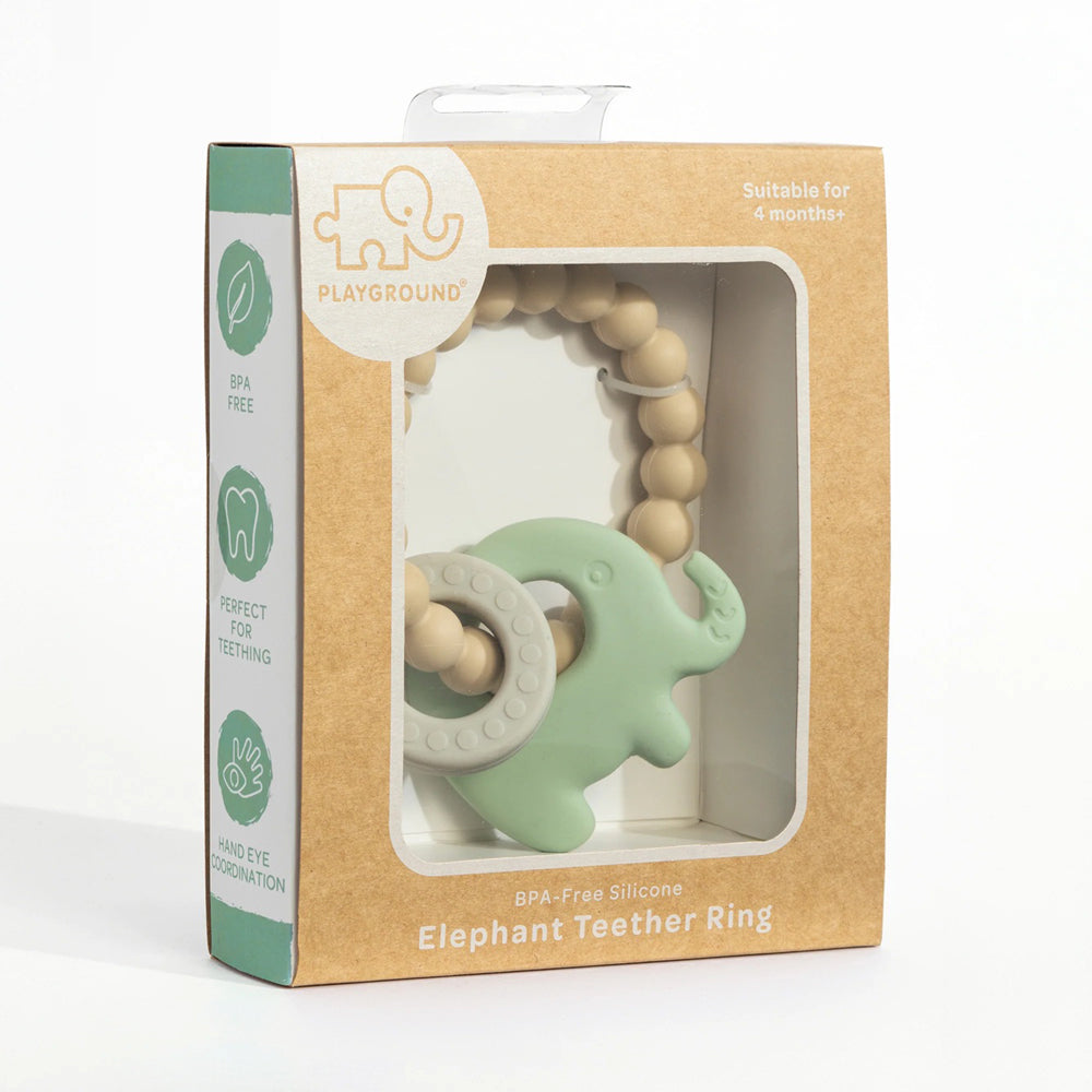 Playground Elephant Teether Light Sage
