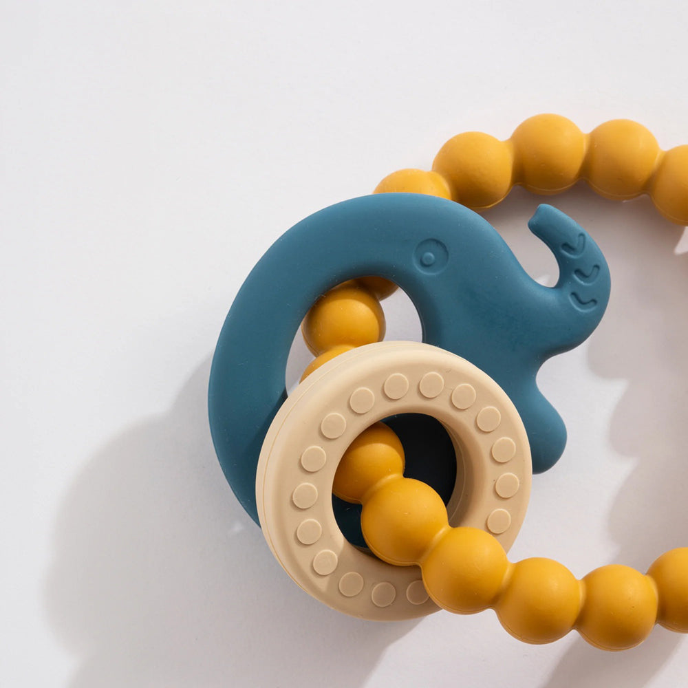 Playground Elephant Teether Steel Blue
