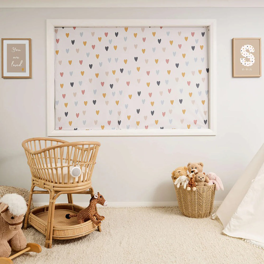 Porta Fox Cut-to-Size Blackout Blind Indie Love Hearts