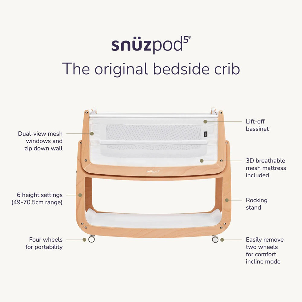 Snuzpod 5 Bedside Bassinet Sleeper