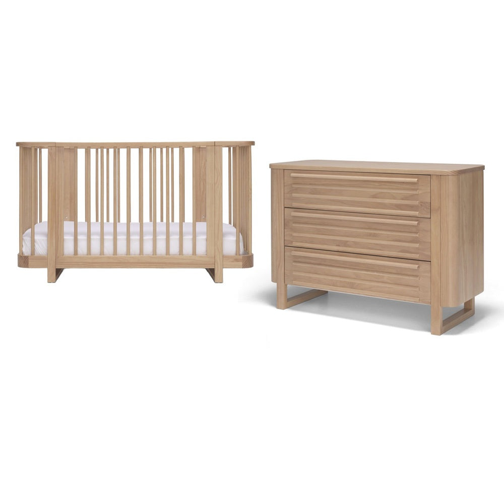 Seena Pisa Cot + Mattress + Dresser Nursery Package