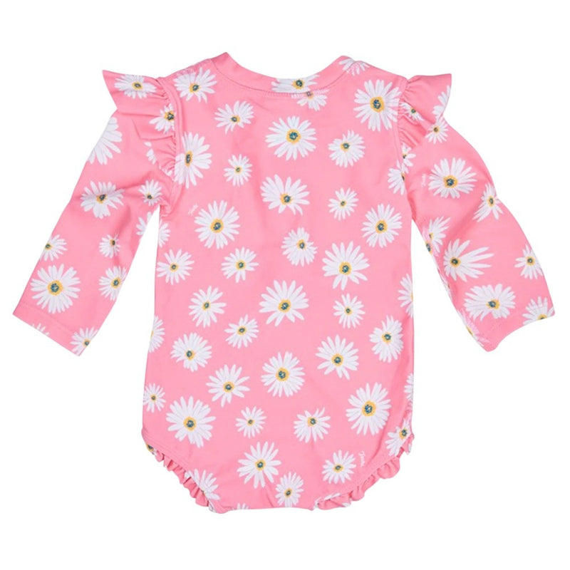 Toshi Swim Onesie L/S Ripple Daisy Watermelon