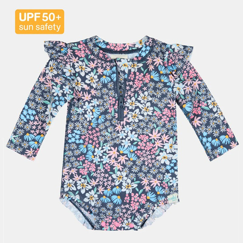 Toshi Swim Onesie L/S Ripple Wattle Dusk