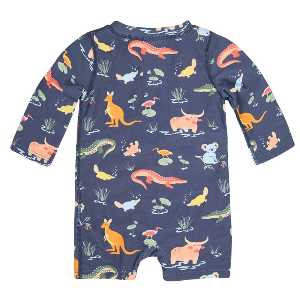 Toshi Swim Onesie L/S Splash Kakadu Moonlight