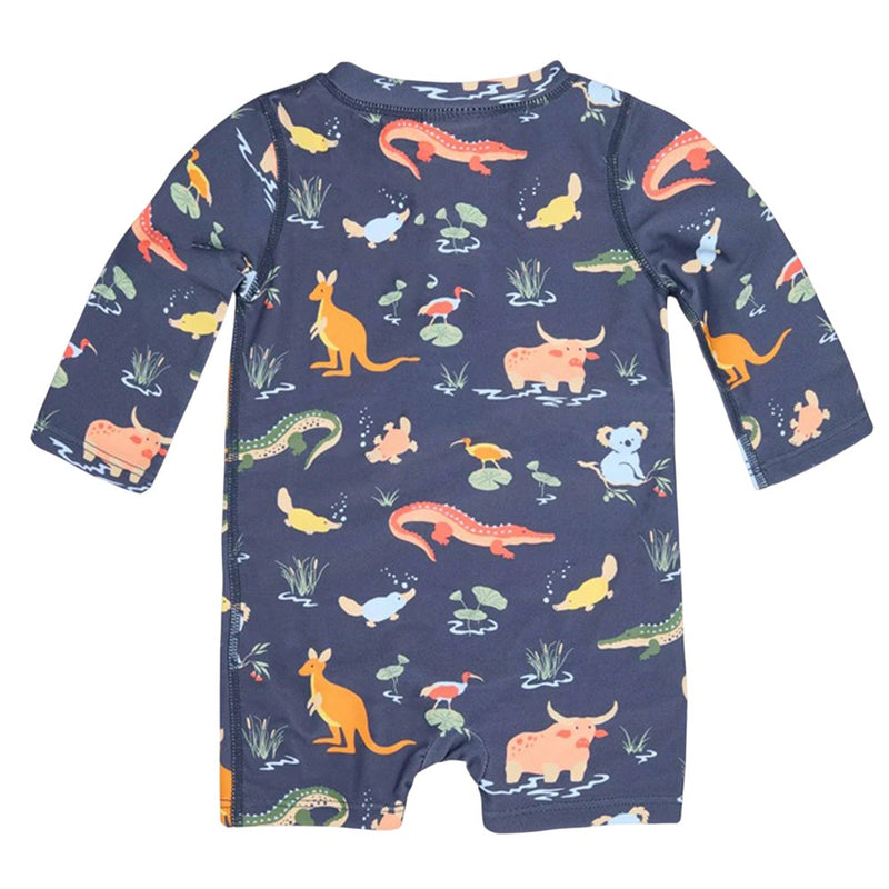 Toshi Swim Onesie L/S Splash Kakadu Moonlight