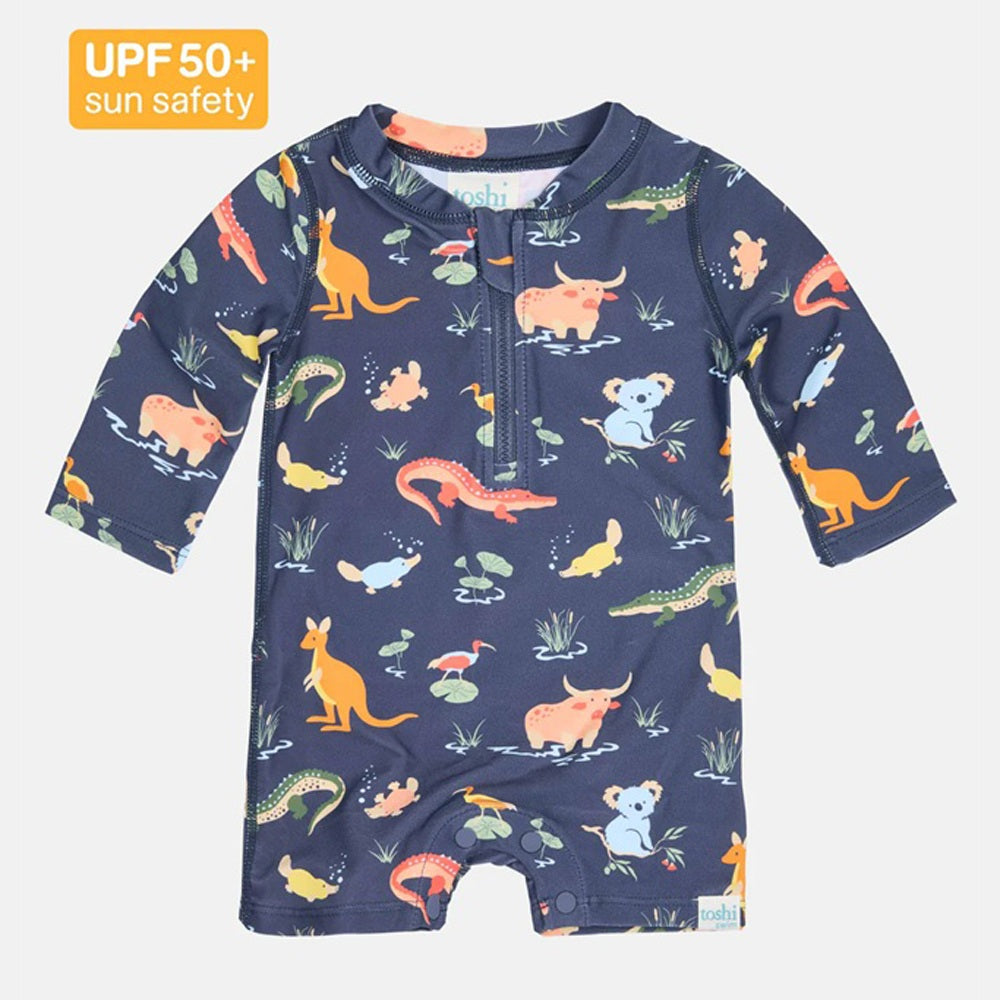 Toshi Swim Onesie L/S Splash Kakadu Moonlight