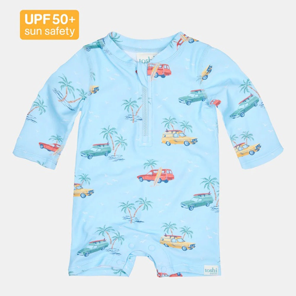 Toshi Swim Onesie L/S Splash Swell Seekers Sky