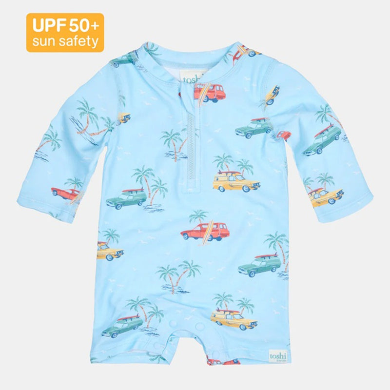 Toshi Swim Onesie L/S Splash Swell Seekers Sky
