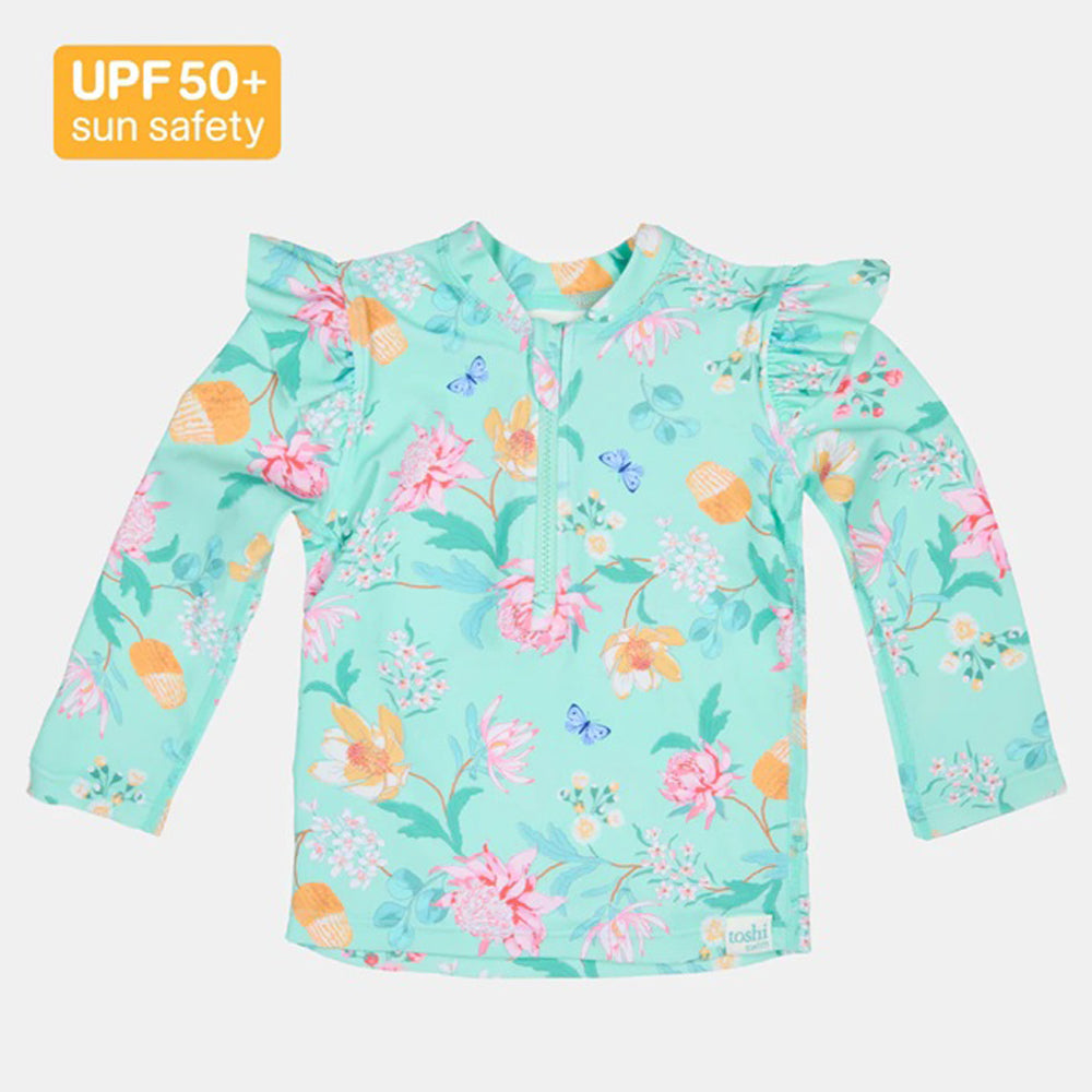 Toshi Swim Rashie L/S Ripple Waratah Mint
