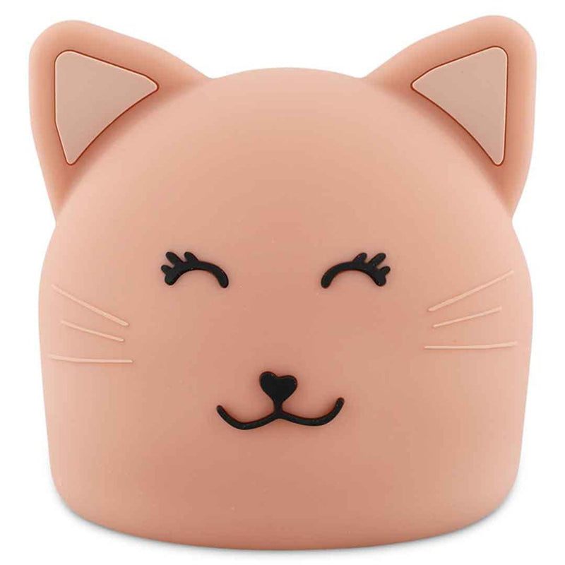 The Trixie Night Light Mrs Cat by Trixie is a cute, light brown silicone cat-shaped rechargeable lamp with closed eyes, whiskers, and a heart-shaped nose. Its simple design adds charm to any room.