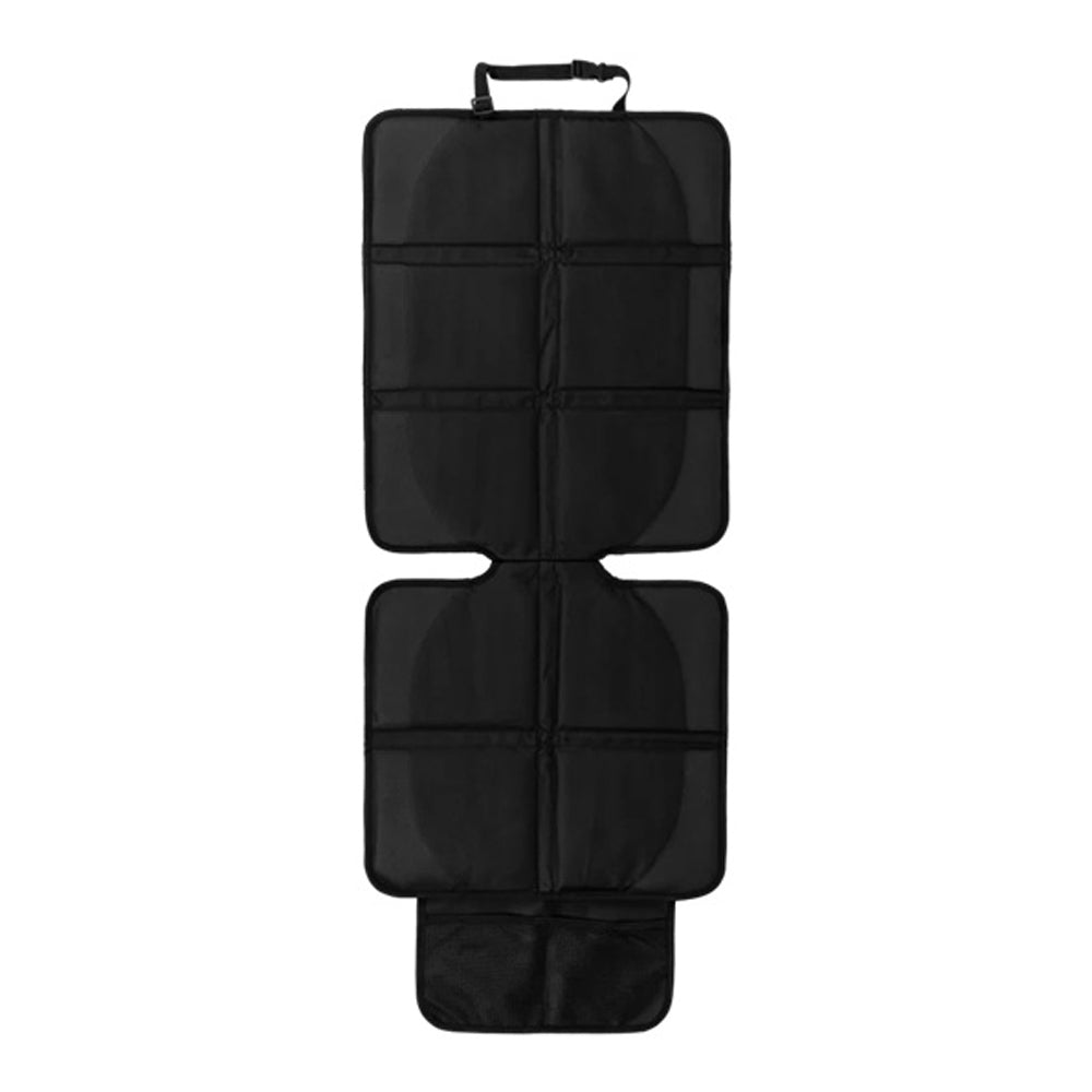 The UPPAbaby Premium Car Seat Protector by UPPAbaby is a black, foldable, waterproof cover with a carrying handle. It protects both backrest and seat, features a non-slip design, and ensures secure placement for your car seat.