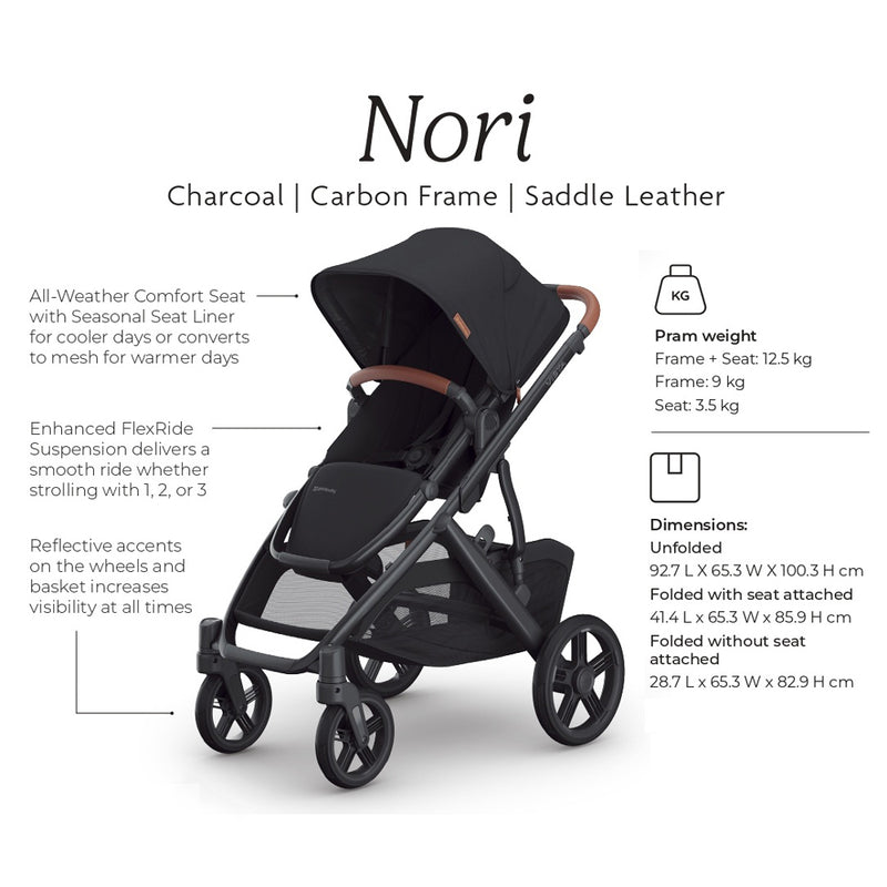 UPPAbaby Vista V3 Nori Pram + Nori Bassinet + Nori Rumble