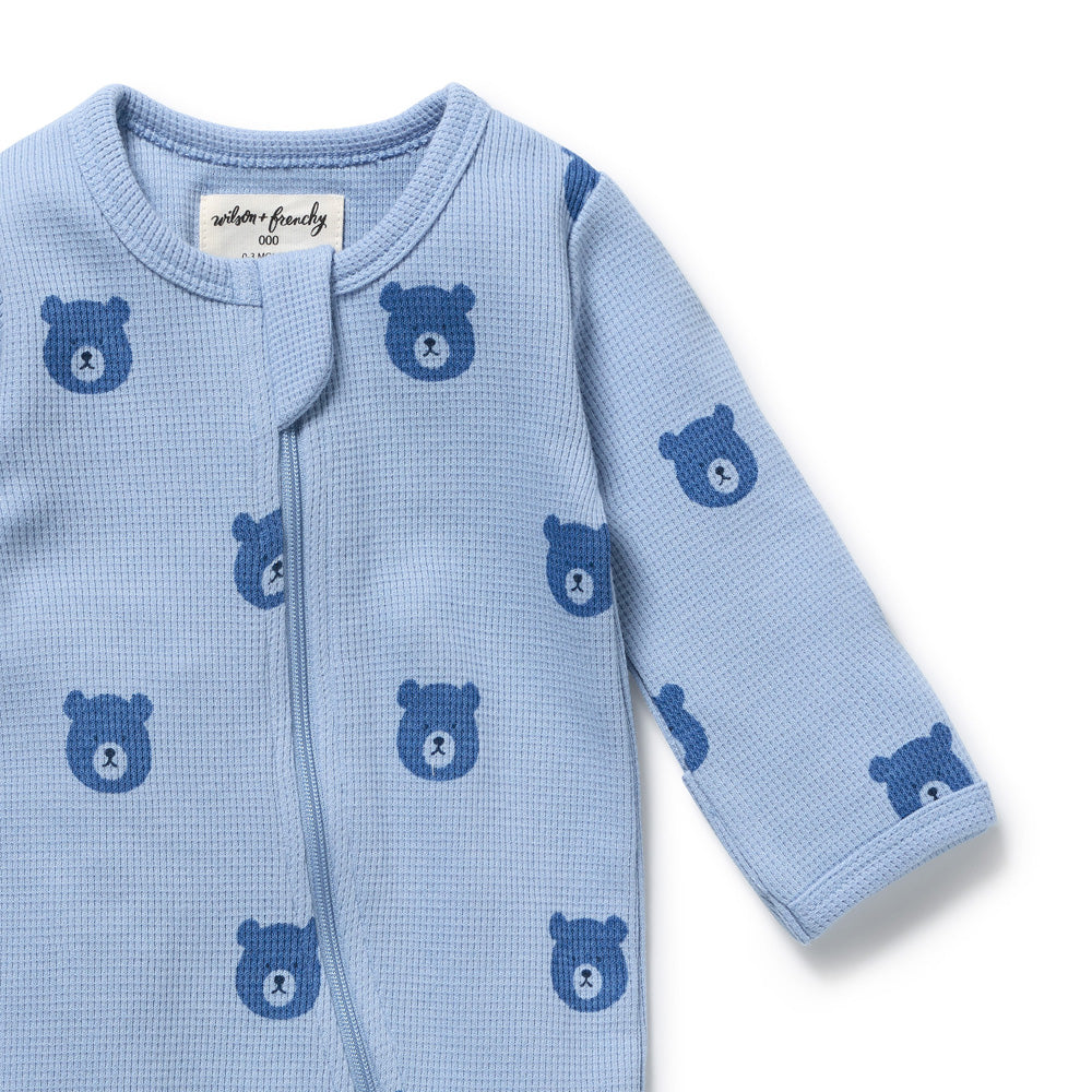 Wilson & Frenchy Bear Hugs Organic Waffle Zipsuit
