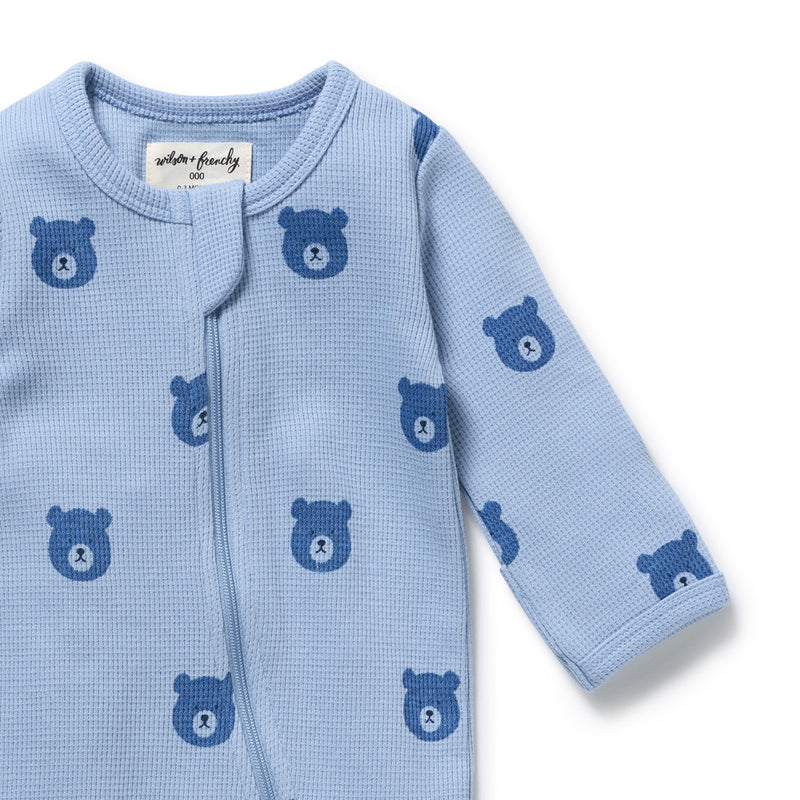 Wilson & Frenchy Bear Hugs Organic Waffle Zipsuit