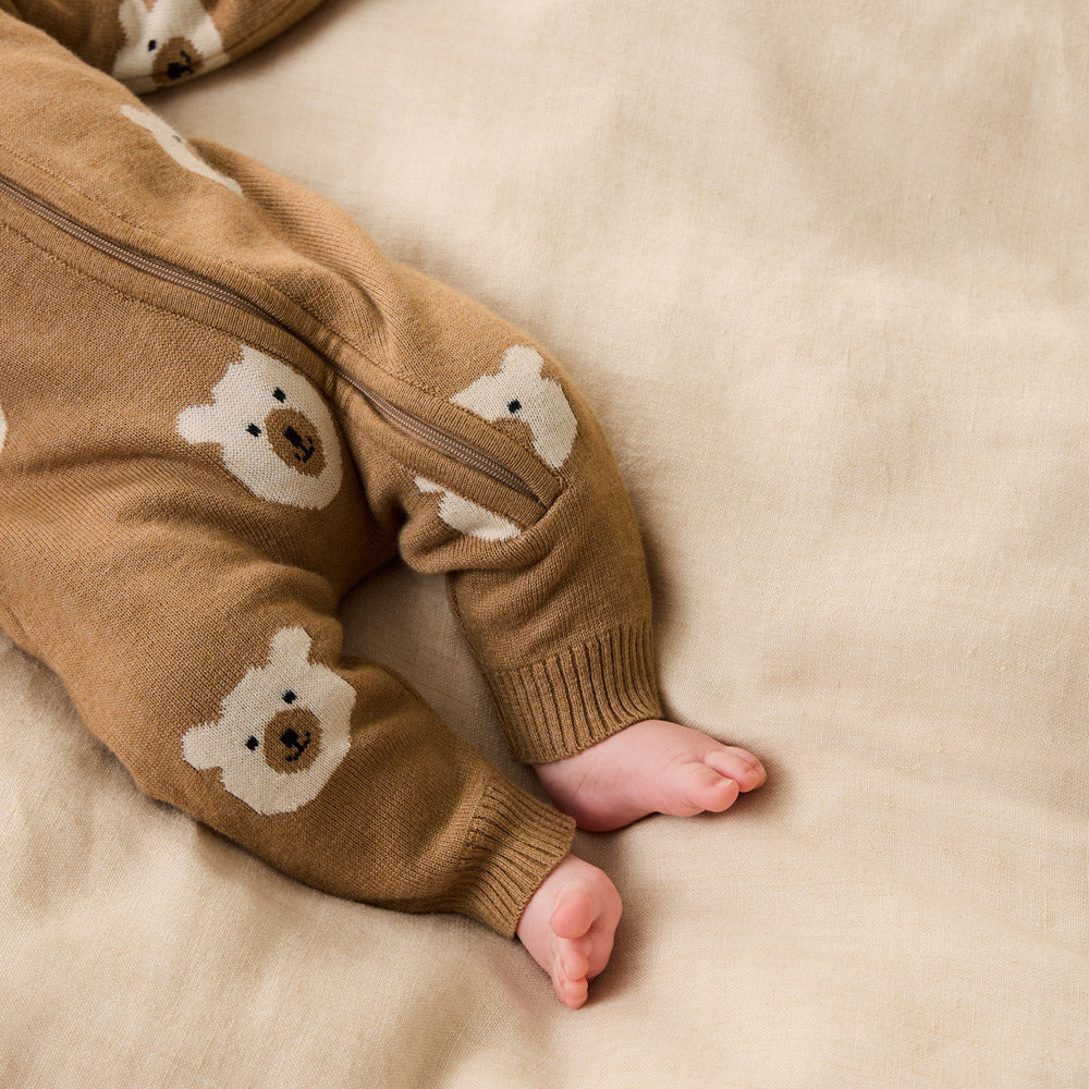 Wilson & Frenchy Beary Cute Organic Knitted Jacquard Growsuit