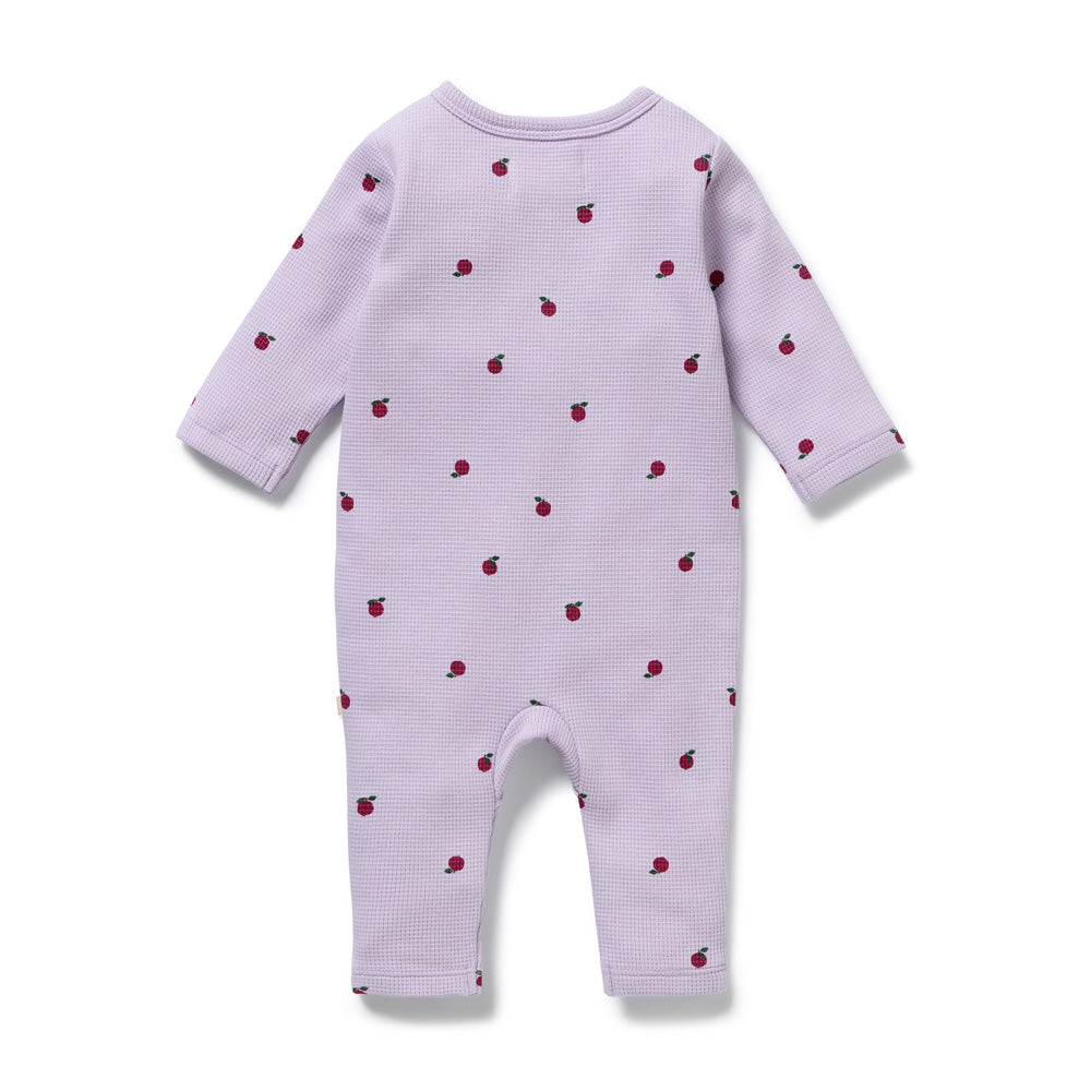 Wilson & Frenchy Berry Plums Organic Waffle Ruffle Zipsuit