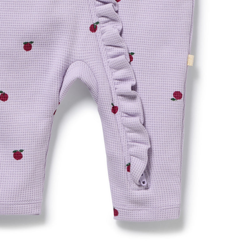 Wilson & Frenchy Berry Plums Organic Waffle Ruffle Zipsuit