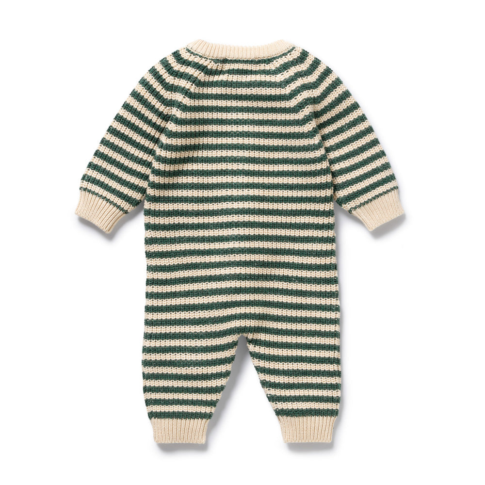Wilson & Frenchy Clover Organic Knitted Stripe Growsuit