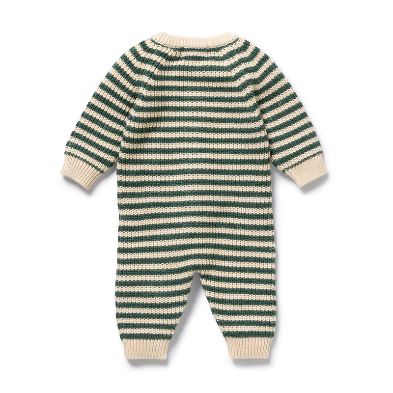 Wilson & Frenchy Clover Organic Knitted Stripe Growsuit