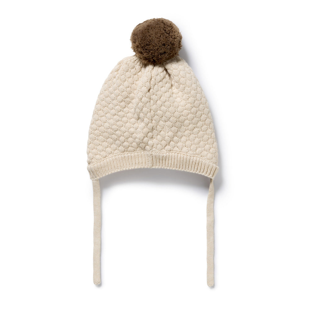 Wilson & Frenchy Cream Organic Knitted Bubble Bonnet