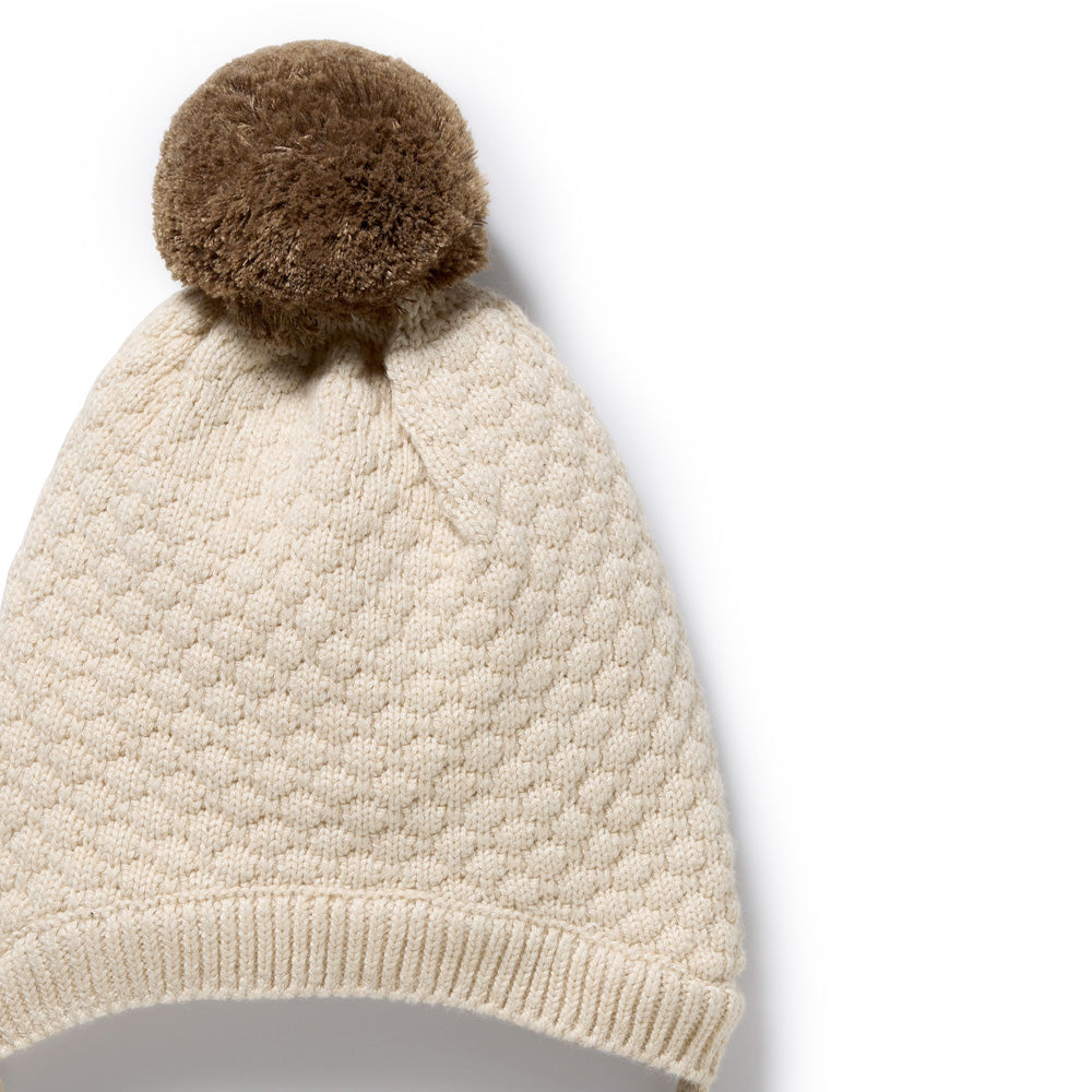 Wilson & Frenchy Cream Organic Knitted Bubble Bonnet