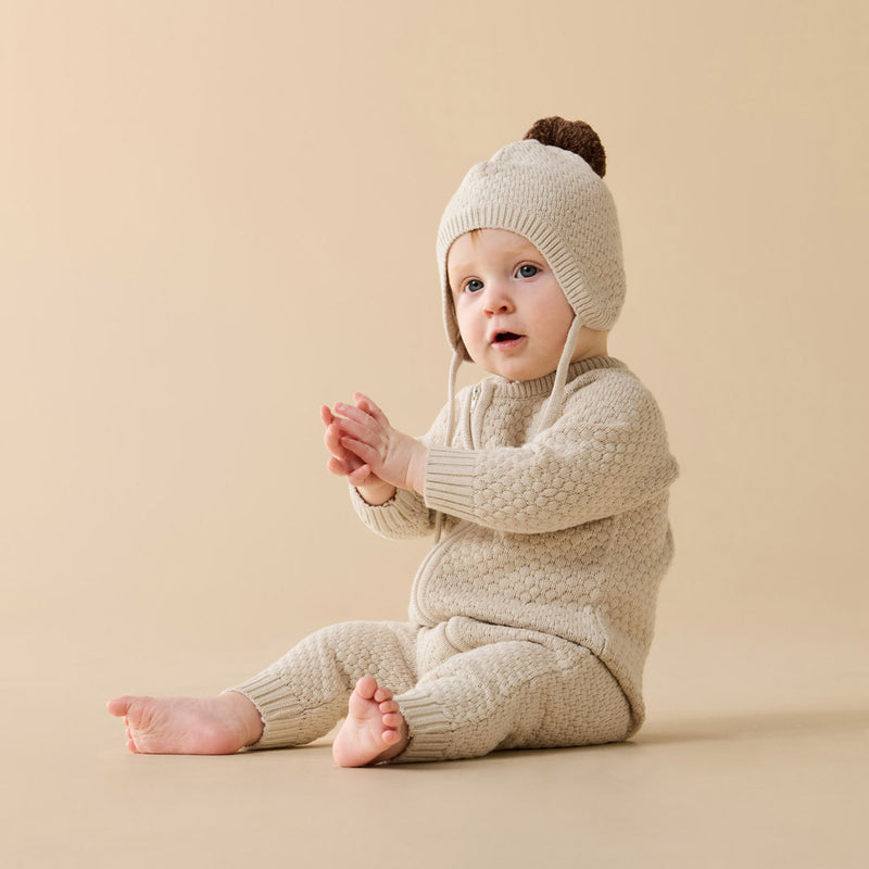 Wilson & Frenchy Cream Organic Knitted Bubble Bonnet