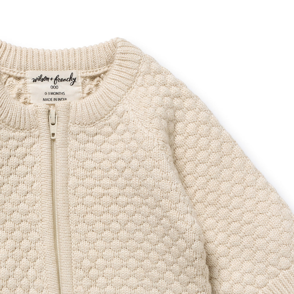 Wilson & Frenchy Cream Organic Knitted Bubble Growsuit