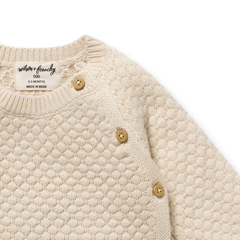 Wilson & Frenchy Cream Organic Knitted Bubble Kimono Cardigan