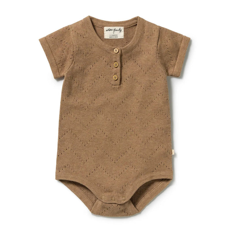 Wilson & Frenchy Ginger Snap Organic Knitted Pointelle Bodysuit Whispering Willows