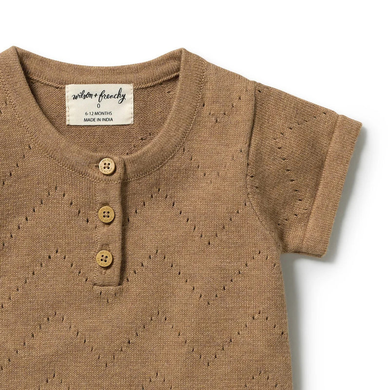 Wilson & Frenchy Ginger Snap Organic Knitted Pointelle Bodysuit Whispering Willows
