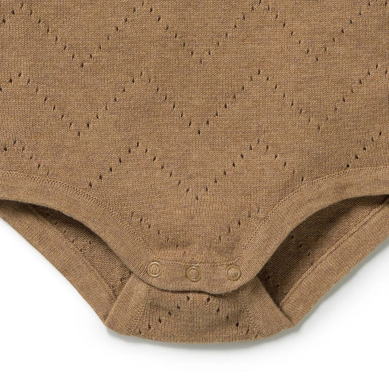 Wilson & Frenchy Ginger Snap Organic Knitted Pointelle Bodysuit Whispering Willows
