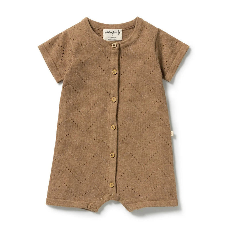 Wilson & Frenchy Ginger Snap Organic Knitted Pointelle Growsuit Whispering Willows