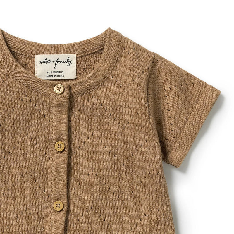 Wilson & Frenchy Ginger Snap Organic Knitted Pointelle Growsuit Whispering Willows