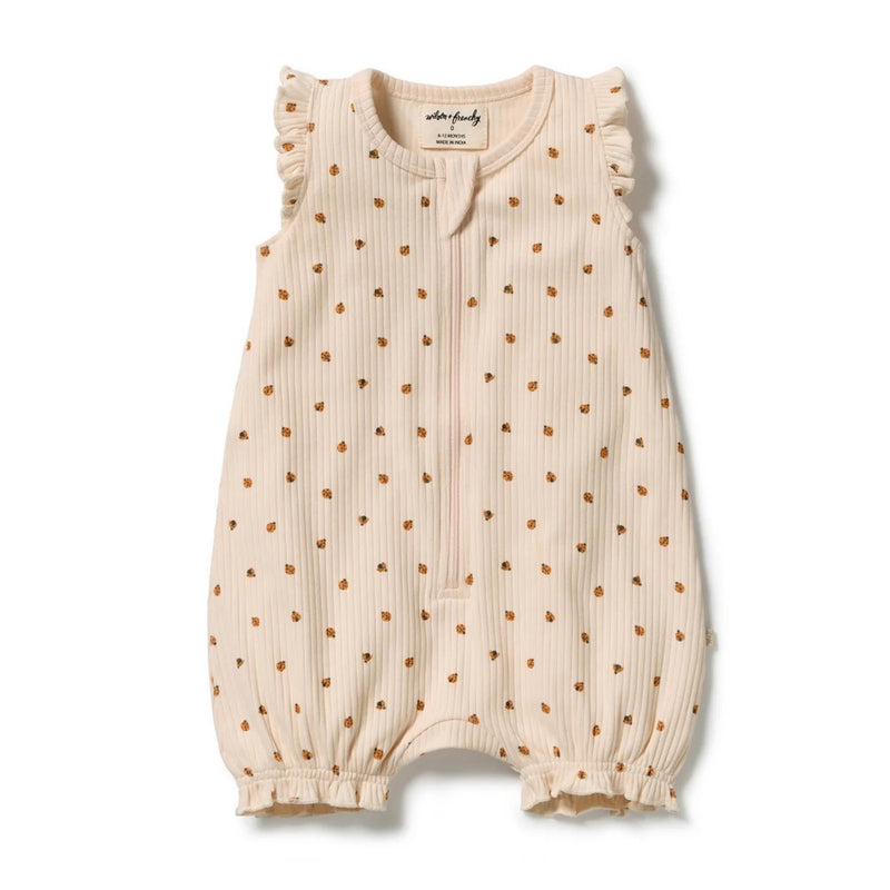 Wilson & Frenchy Little Lady Bugs Organic Ruffle Zipsuit